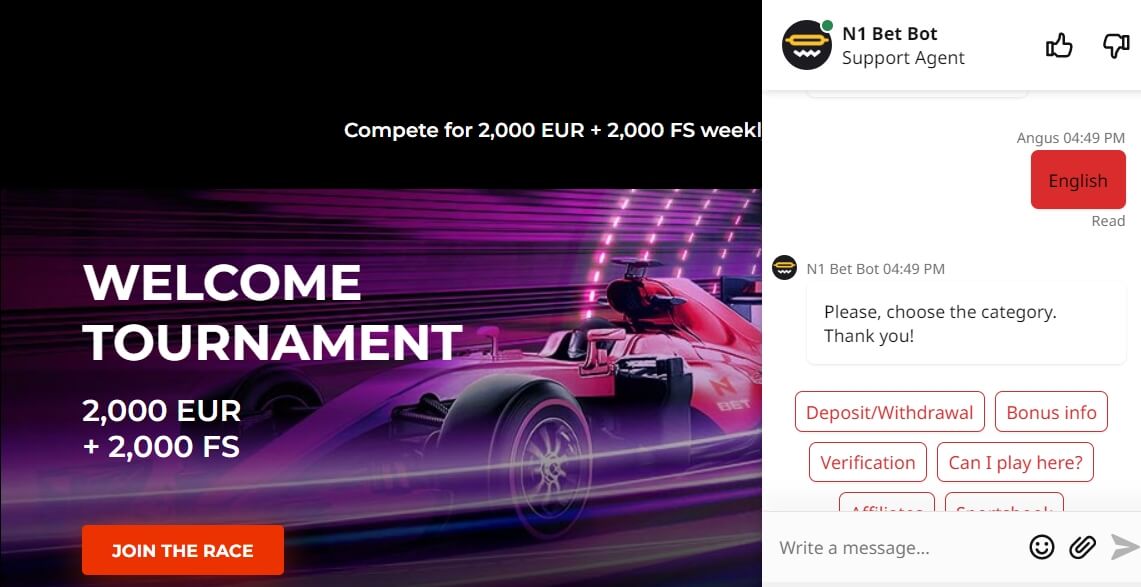 N1 Bet Casino Support